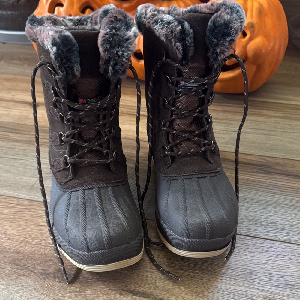 Propet Dark Brown Winter Boots with Faux Fur NWOT
